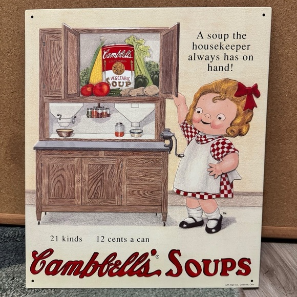 1993 Campbell’s Soup Sign #18 AAA Girl Metal Decor - Picture 2 of 9
